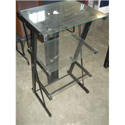 THREE TIER BLACK AND GLASS ENTERTAINMENT STAND