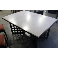 DINING TABLE AND THREE UPOLSTERED MODERN DINING CHAIRS