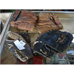 LOT OF FOUR VINTAGE BALL GLOVES