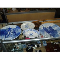 TWO LARGE FLOW BLUE CHARGERS AND PLATE AND BOWL