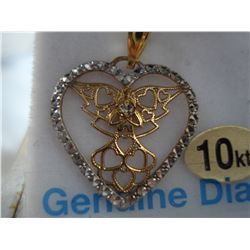 10KT YELLOW GOLD DIAMOND FILIGREE PENDANT WITH CHAIN RETAIL $600.00
