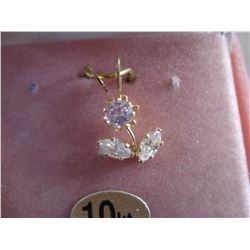 10KT YELLOW GOLD CUBIC ZIRCONIA FLORAL PENDANT WITH APPRAISEL $450.00