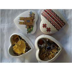 RUSSIAN MOTIF DRESSER BOX WITH AMYTHEST AND AMBER JEWELLRY