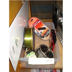 TRAY OF FISHING REELS THERMOMETER ETC