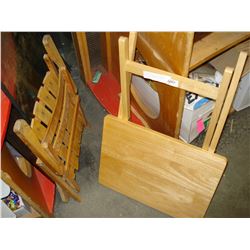 VINTAGE FOLDING KIDS ROCKING CHAIR AND FOLDING TV TRAY