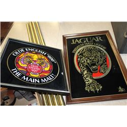 OLDE ENGLISH AND JAGUAR FRAMED ADVERTS