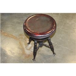 ANTIQUE CLAW FOOT ADJUSTABLE STOOL ORIGINAL CONDITION