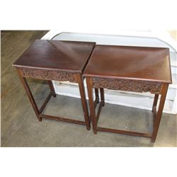 PAIR OF EASTERN CARVED END TABLES