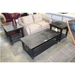 THREE PIECE SIGNATURE SERIES ASHLEY COFFEE TABLE AND ENDTABLE SET