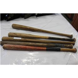 FIVE VINTAGE BASEBALL BATS