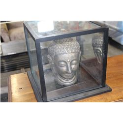 BUDDHA HEAD IN DISPLAY CASE