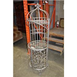 METAL AND GLASS BAR WINE RACK