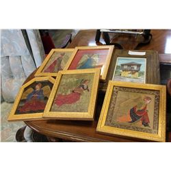 5 FRAMED ANGEL PICTURES AND OIL PAINTING