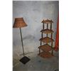 Image 1 : FLOOR LAMP WITH WICKER SHADE AND CORNER KNICK KNACK SHELF