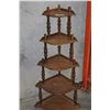 Image 2 : FLOOR LAMP WITH WICKER SHADE AND CORNER KNICK KNACK SHELF