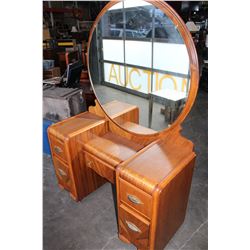 ANTIQUE WATERFALL VANITY WITH MIRROR