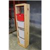 Image 2 : PINE SIX FOOT BOOKSHELF WITH PLASTIC BINS