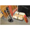 Image 1 : BLACK FIREPLACE SET WITH LOADED LOG CARRIER