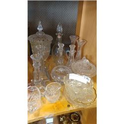 SHELF LOT OF CRYSTAL