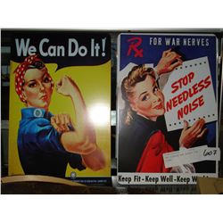TWO VINTAGE WAR ADVERT TIN SIGNS