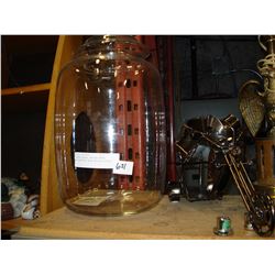 LARGE GLASS JAR AND METAL MOTORCYCLE WINE BOTTLE HOLDER