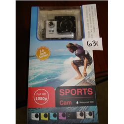 NEW SPORTS ACTION CAMERA, 1080P, WATERPROOF TO 30M, WITH ACCESSORIES AND MOUNTS RETAIL $149
