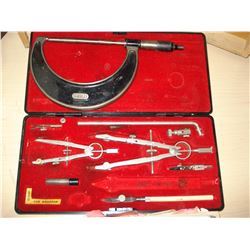 STARRETT MICROMETER AND DIETZEN COMPASS SET