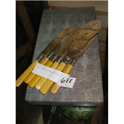 SILVER KNIVES AND SERVING SET