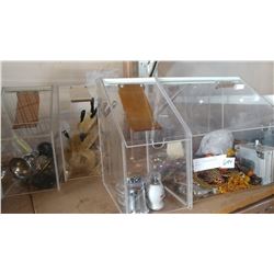 PLASTIC STORAGE BINS WITH CONTENTS