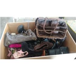 BOX OF LADIES SHOES AND PURSES