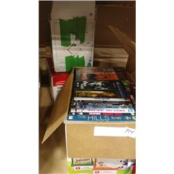 THREE BOXES OF DVDS