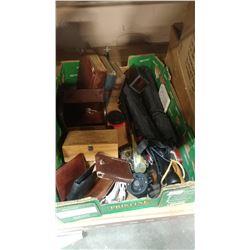 TRAY OF JEWELERY BOXES UMBRELLAS AND ESTATE GOODS