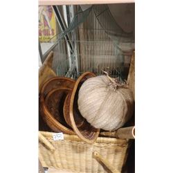 WICKER BASKETS AND BIRD CAGE