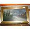 Image 1 : FRAMED PAINTING ON BOARD OF MOUNTAINS