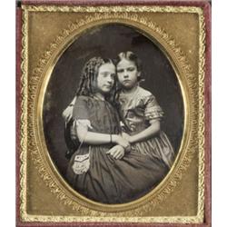 ANONYMOUS TWO SISTERS, 1850s sixth-plate d...