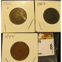 1904, 06, & 07  U.S. Indian Head Cents.