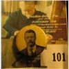 Image 1 : Rare Theodore Roosevelt picture pin-back, patented August 8, 1899 by International Badge & Novelty C