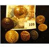 Image 1 : (7) assorted brass and other metal uniform buttons, includes Cub Scouts, YMCA, BPOE, K of C, and an 