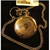 Image 2 : Colibri 17 jewels skeleton style pocket watch, runs and keeps time, with chain attached