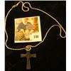 Image 2 : Silver Necklace with malachite and sterling cross, 20  when closed, marked 925