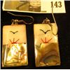 Image 1 : Silver and mother of pearl inlay earrings, sunrise / sunset with flying bird, marked ALPACA, 11.4 G 