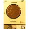 Image 1 : 1852 Large Cent, VG+, value $25