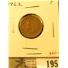 Image 1 : 1862 Indian Head Cent, F, value $20