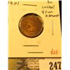 Image 1 : 1901 Indian Cent, AU luster! 4 full diamonds, value $25