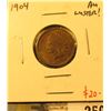 Image 1 : 1904 Indian Cent, AU luster, value $20