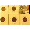 Image 2 : Group of 5 Lincoln Cents, 1909 VF, 1910 VF, 1911 VF, 1912 VF & 1913 F, group value $18.50