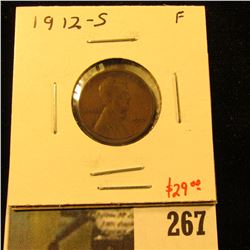 1912-S Lincoln Cent, F, value $29