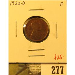 1922-D Lincoln Cent, F, value $25