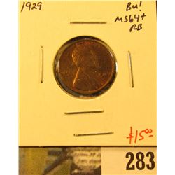 1929 Lincoln Cent, BU, MS64+ RB, scarce this nice, value $15