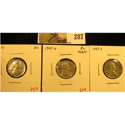 Group of 3 Lincoln Cents, 1943PDS, all BU, group value $9